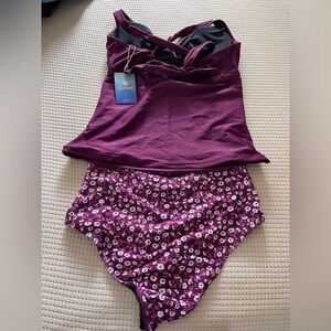 Cupshe NWT Plum Floral Bandeau Tankini Set